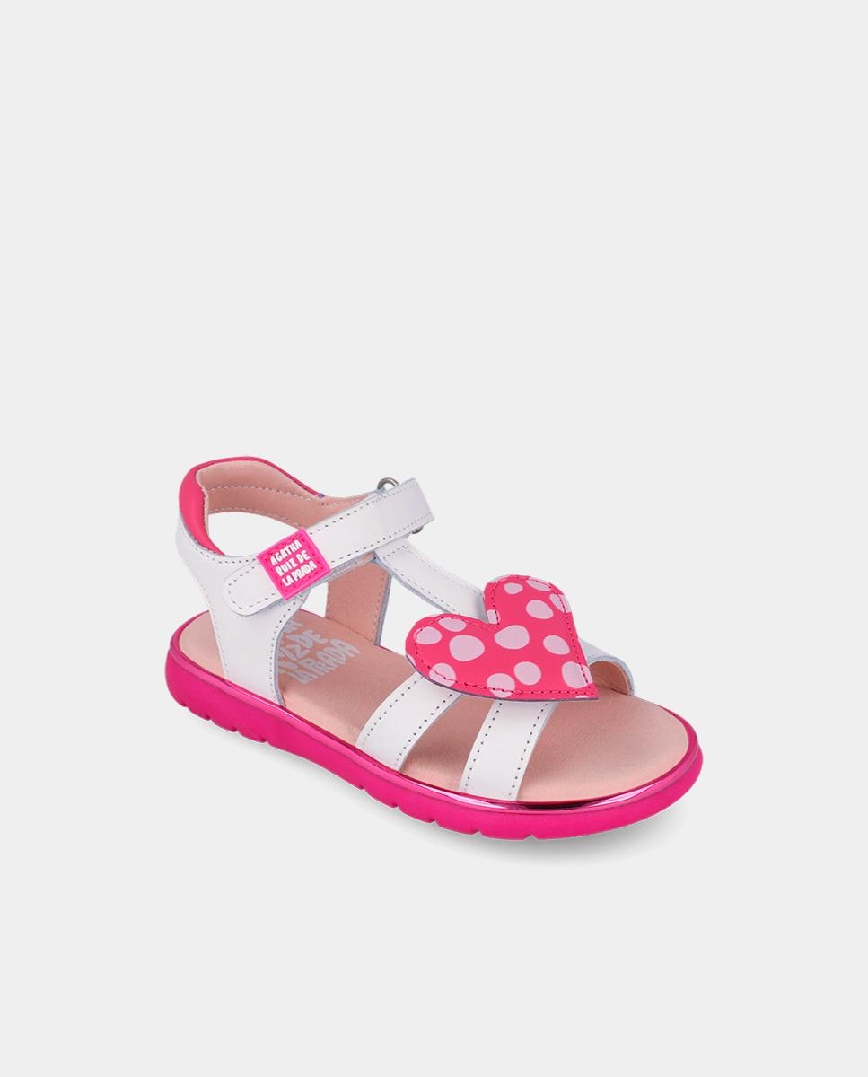 Sandálias Abertas Infantil Respeituosas com o Crescimento Natural Do Pé com Velcro Agatha Ruiz de la Prada Branco-4