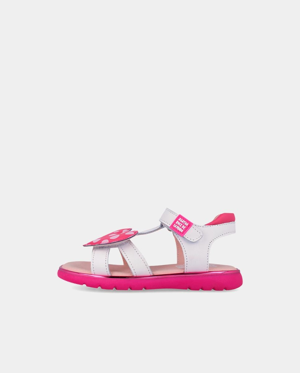 Sandálias Abertas Infantil Respeituosas com o Crescimento Natural Do Pé com Velcro Agatha Ruiz de la Prada Branco-5