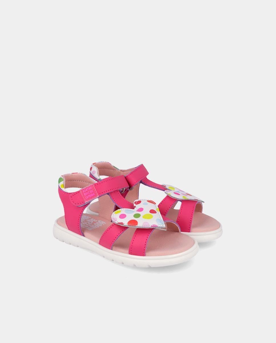 Sandálias Abertas Infantil Respeituosas com o Crescimento Natural Do Pé com Velcro Agatha Ruiz de la Prada Fúcsia-2