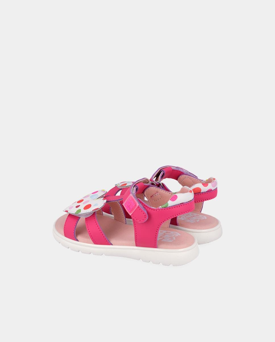 Sandálias Abertas Infantil Respeituosas com o Crescimento Natural Do Pé com Velcro Agatha Ruiz de la Prada Fúcsia-3