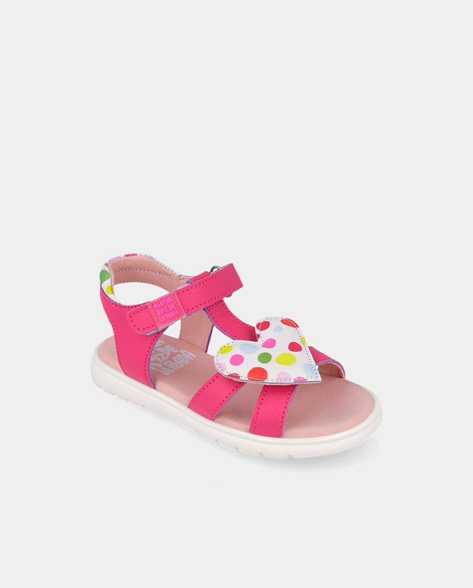 Sandálias Abertas Infantil Respeituosas com o Crescimento Natural Do Pé com Velcro Agatha Ruiz de la Prada Fúcsia-4