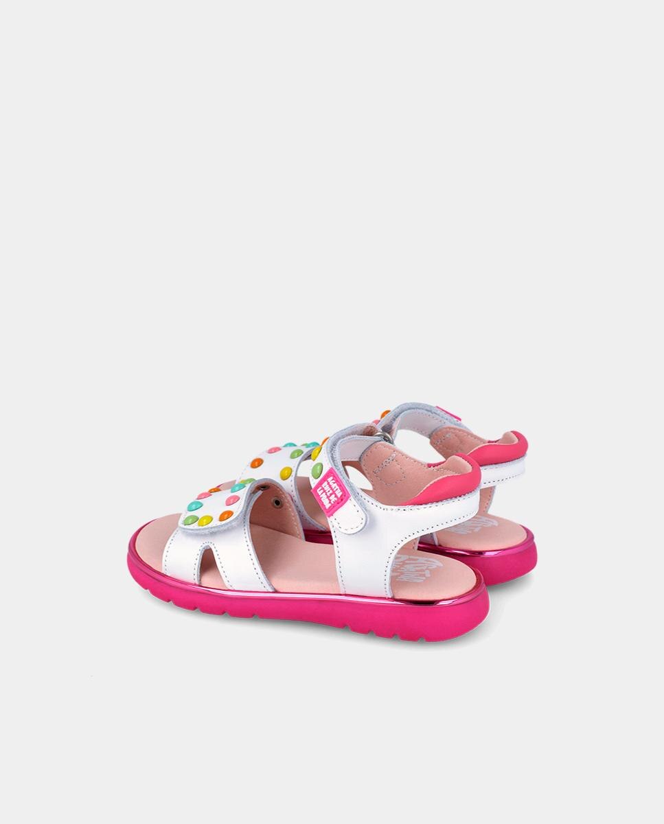Sandálias Abertas Infantil Respeituosas com o Crescimento Natural Do Pé com Velcro Agatha Ruiz de la Prada Branco-3