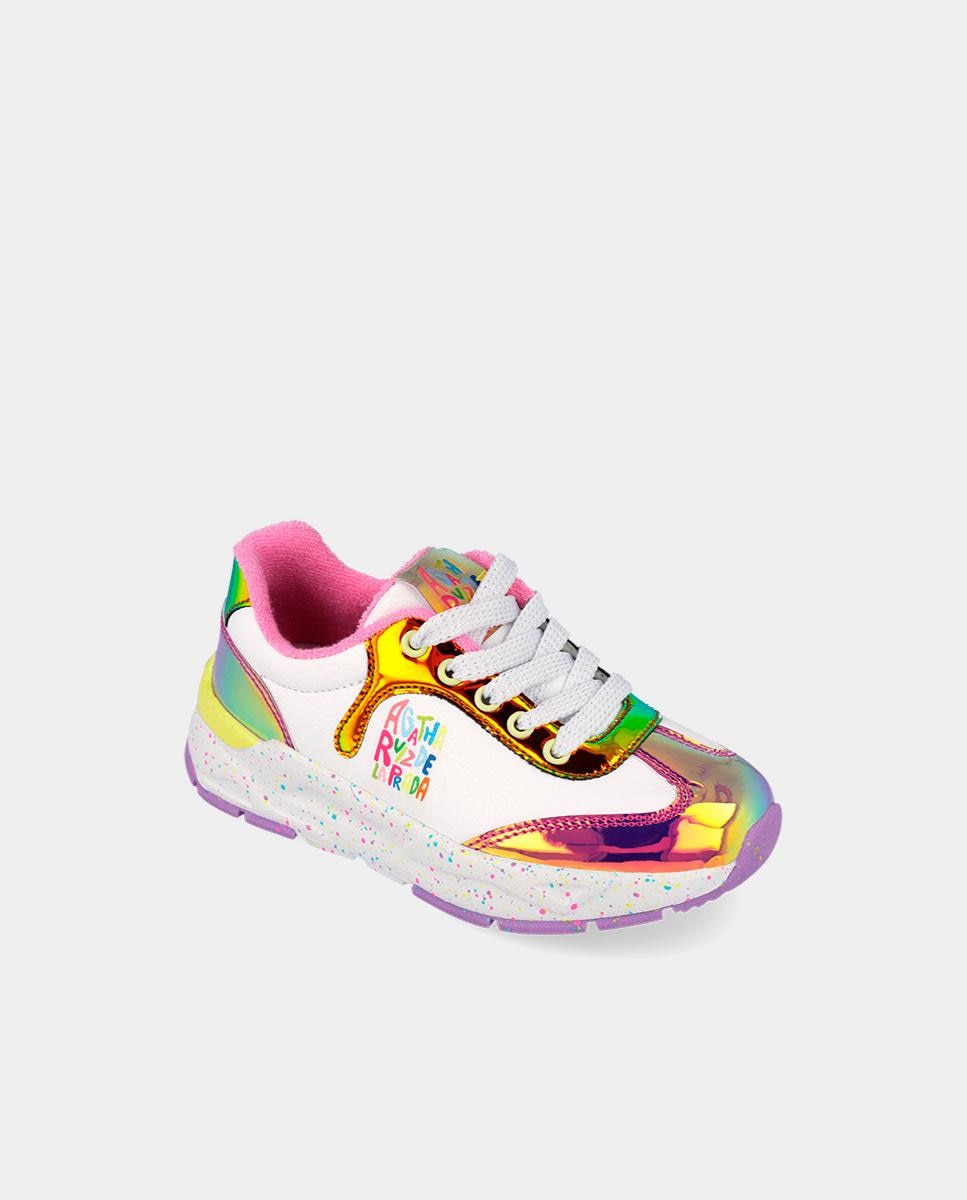 Sapatilhas de Pele Respeitosas com o Crescimento Natural Do Pé com Atacadores Multicolor-4