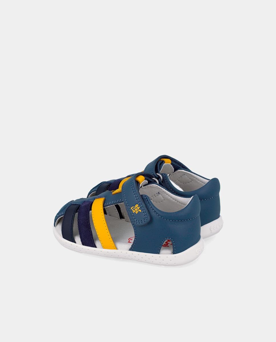 Sandálias para Bebés Respeitosas com o Crescimento Do Pé com Velcro Azul / Amarelo-5