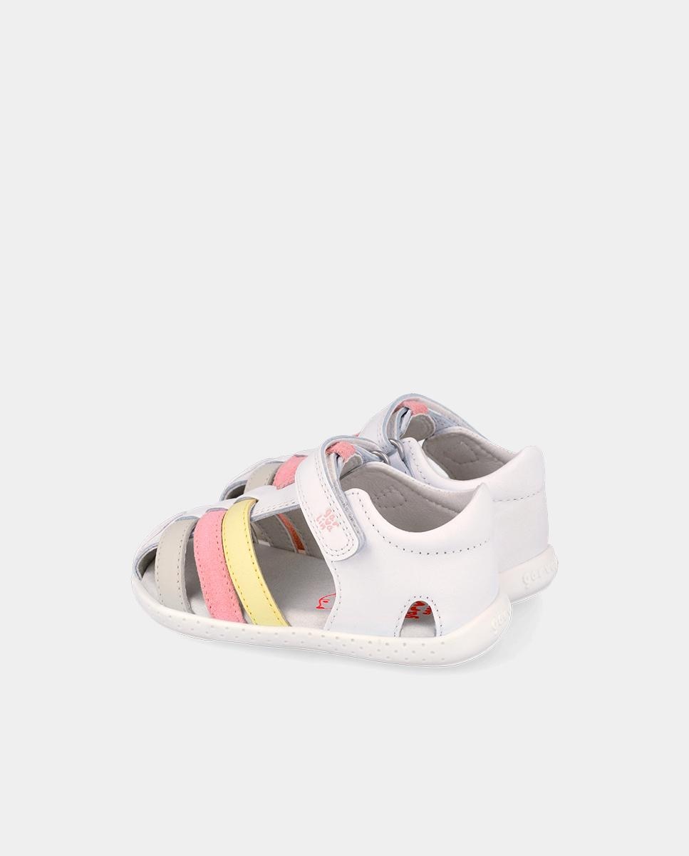 Sandálias para Bebés Respeitosas com o Crescimento Do Pé com Velcro Branco / Rosa-5