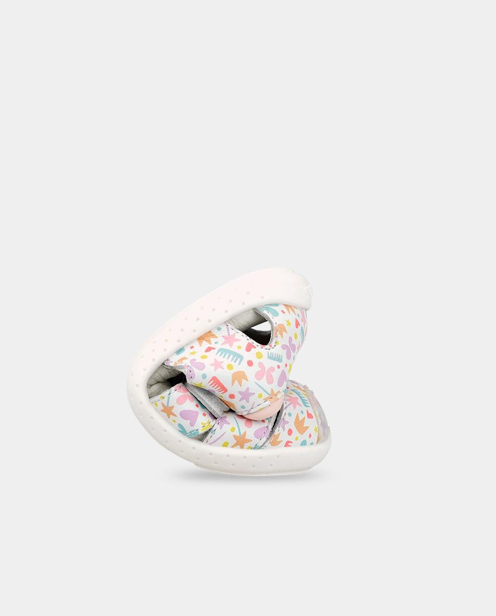 Sandálias para Bebés Respeitosas com o Crescimento Do Pé com Velcro Branco / Rosa-3