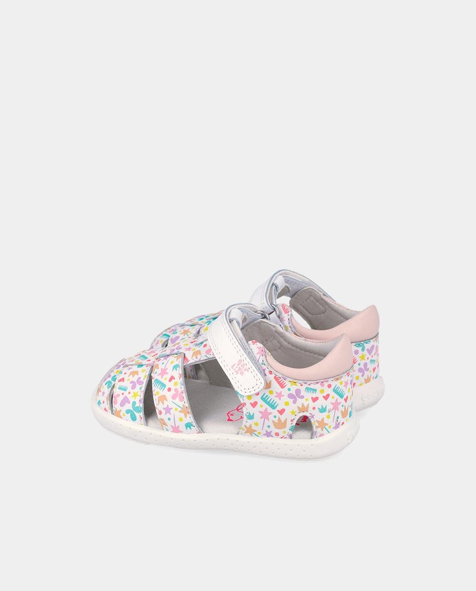 Sandálias para Bebés Respeitosas com o Crescimento Do Pé com Velcro Branco / Rosa-5