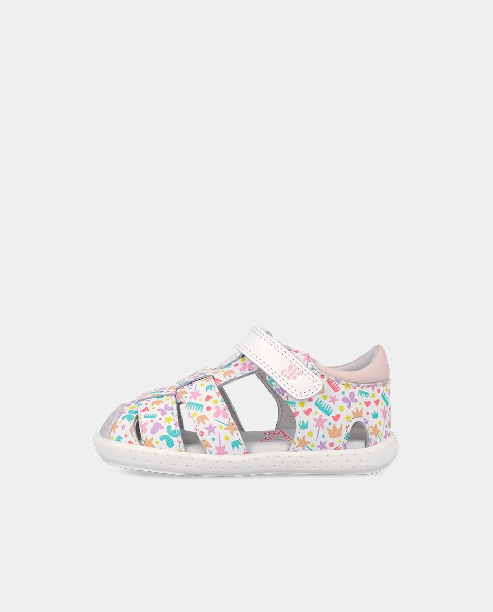 Sandálias para Bebés Respeitosas com o Crescimento Do Pé com Velcro Branco / Rosa-6