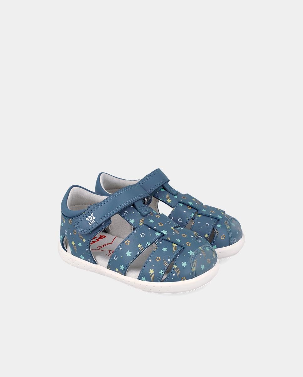 Sandálias para Bebés Respeitosas com o Crescimento Do Pé com Velcro Azul-2