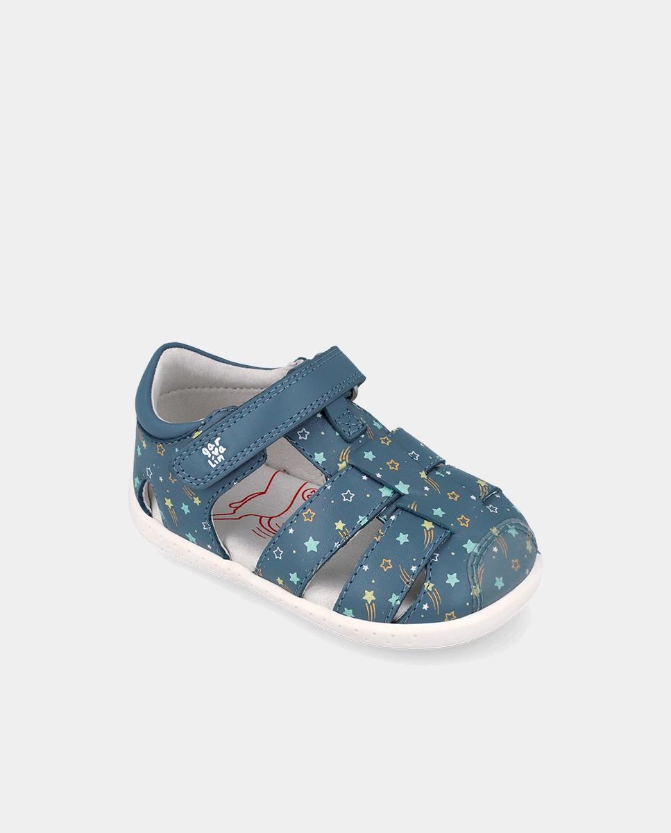 Sandálias para Bebés Respeitosas com o Crescimento Do Pé com Velcro Azul-4