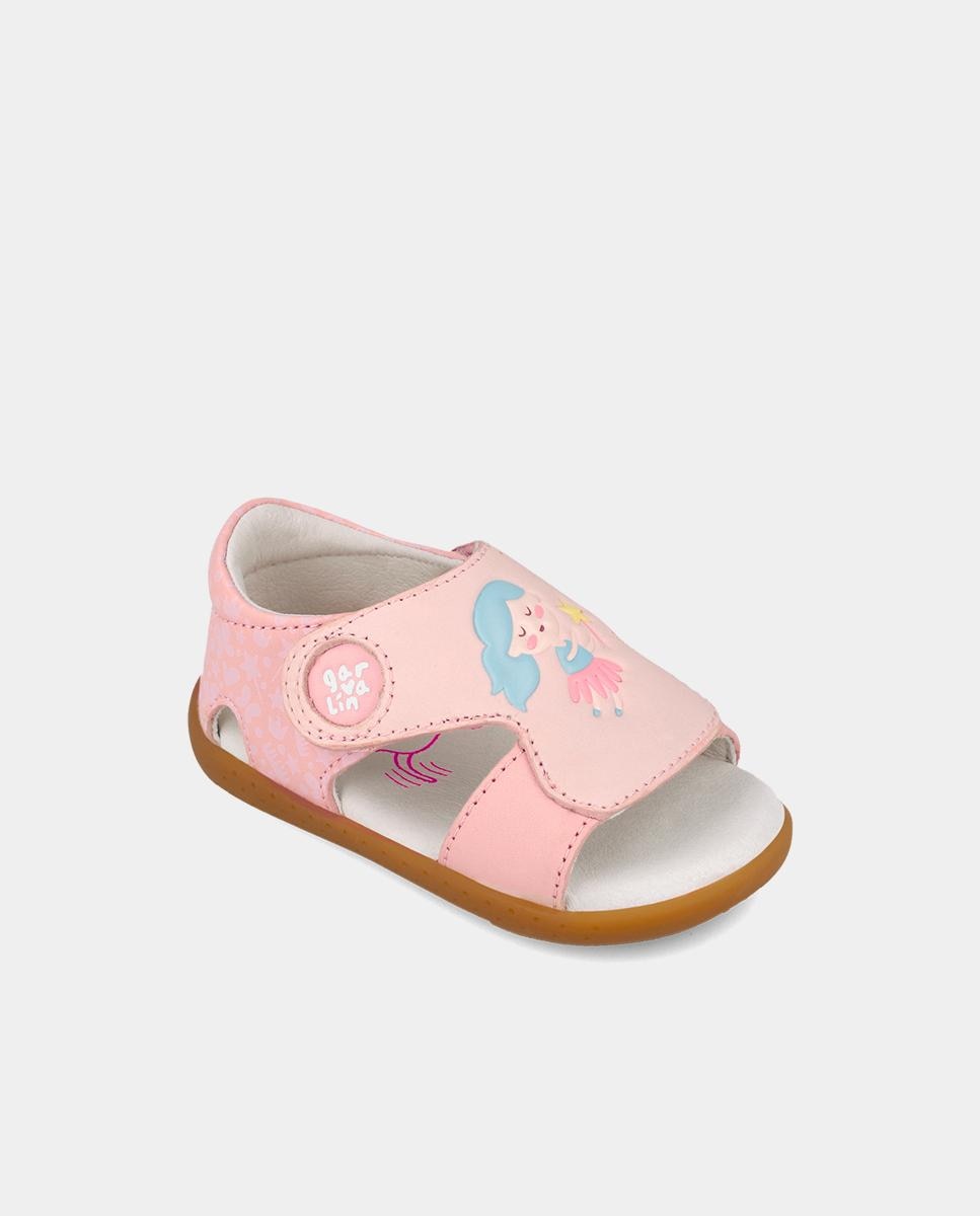 Sandálias para Bebés Respeitosas com o Crescimento Do Pé com Velcro Rosa-claro-3