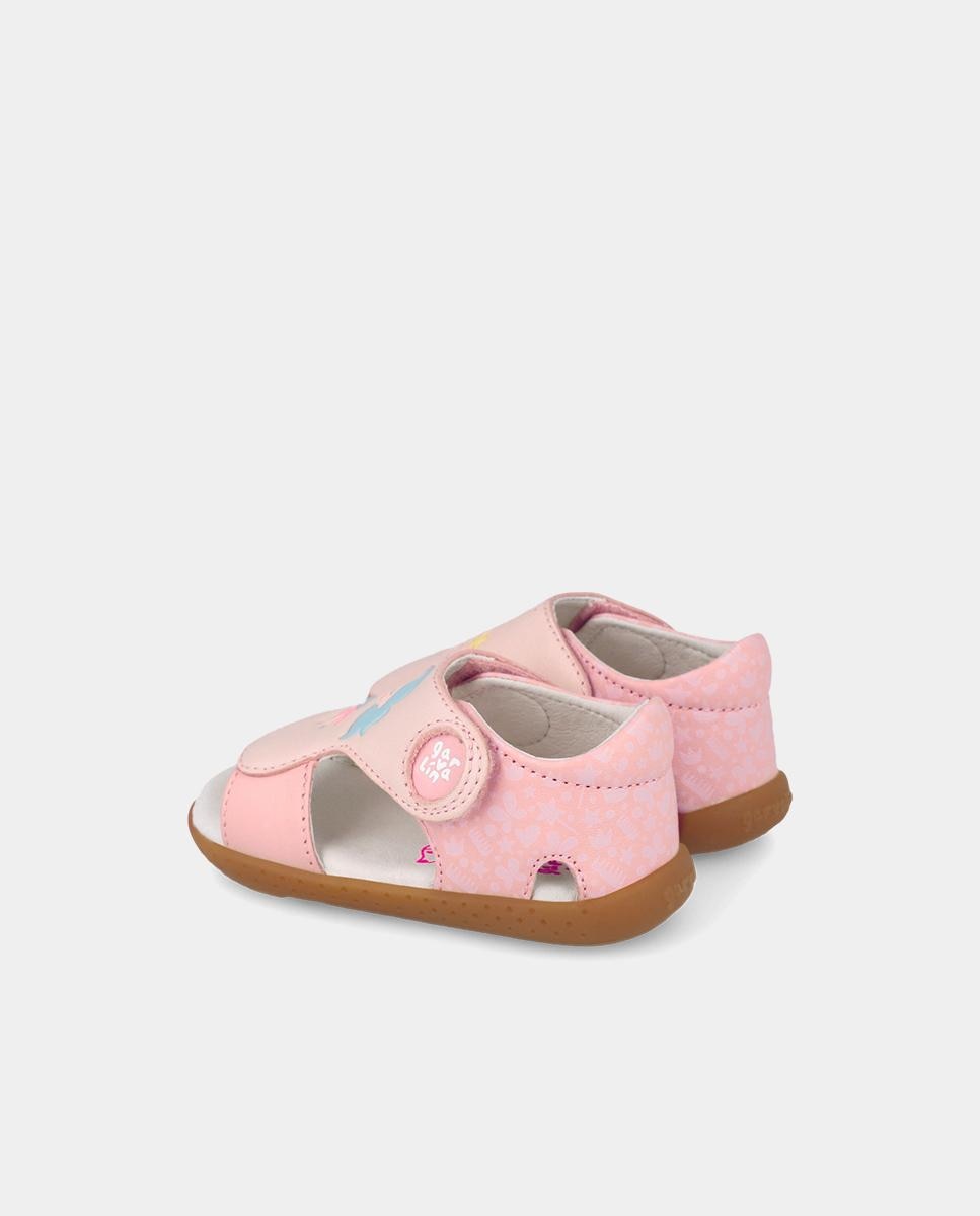 Sandálias para Bebés Respeitosas com o Crescimento Do Pé com Velcro Rosa-claro-4