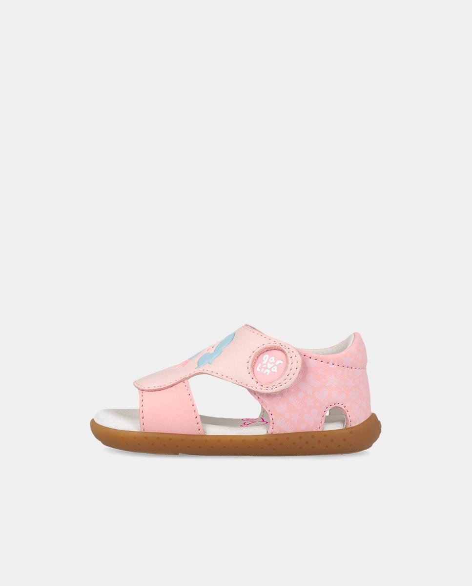 Sandálias para Bebés Respeitosas com o Crescimento Do Pé com Velcro Rosa-claro-5
