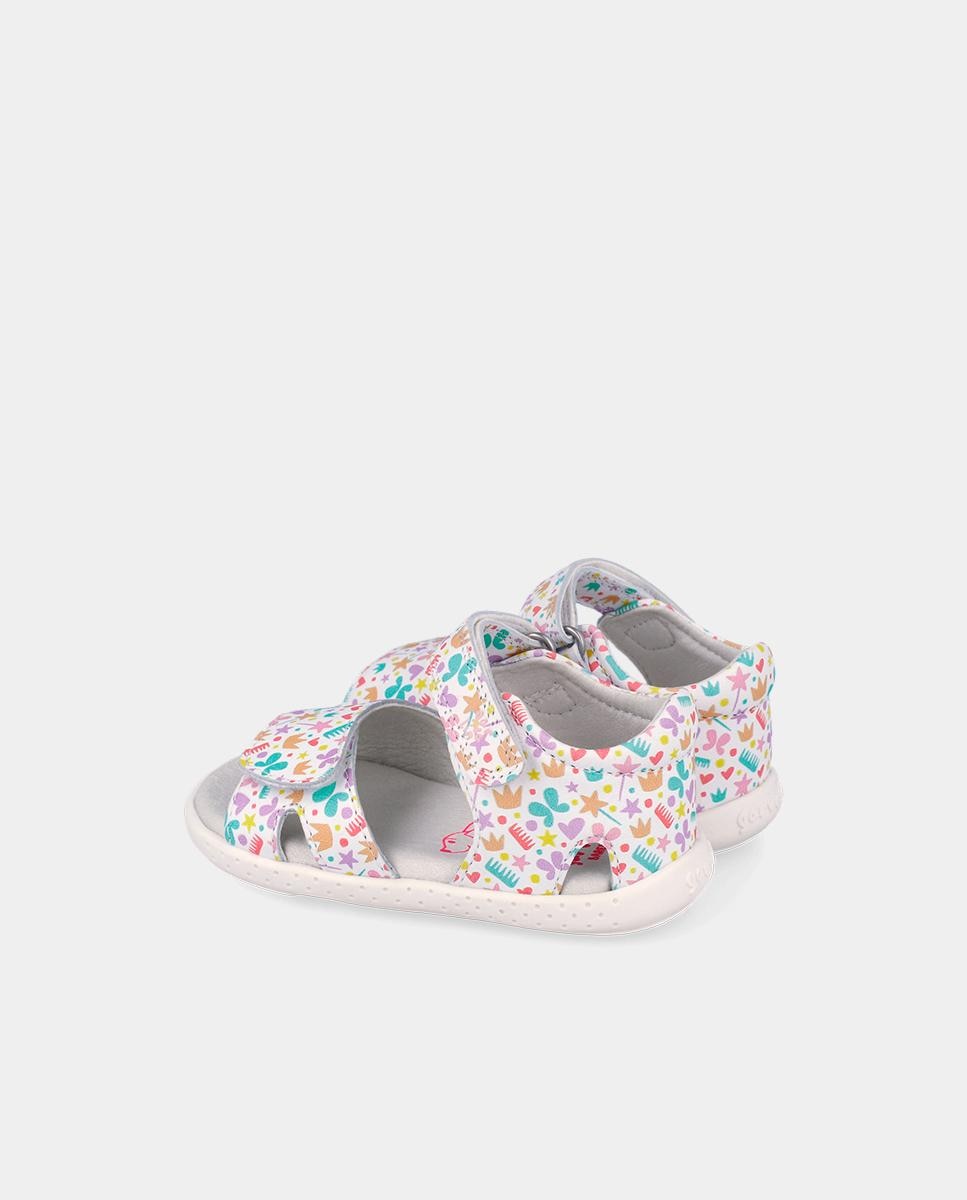Sandálias para Bebés Respeitosas com o Crescimento Do Pé com Velcro Branco-5