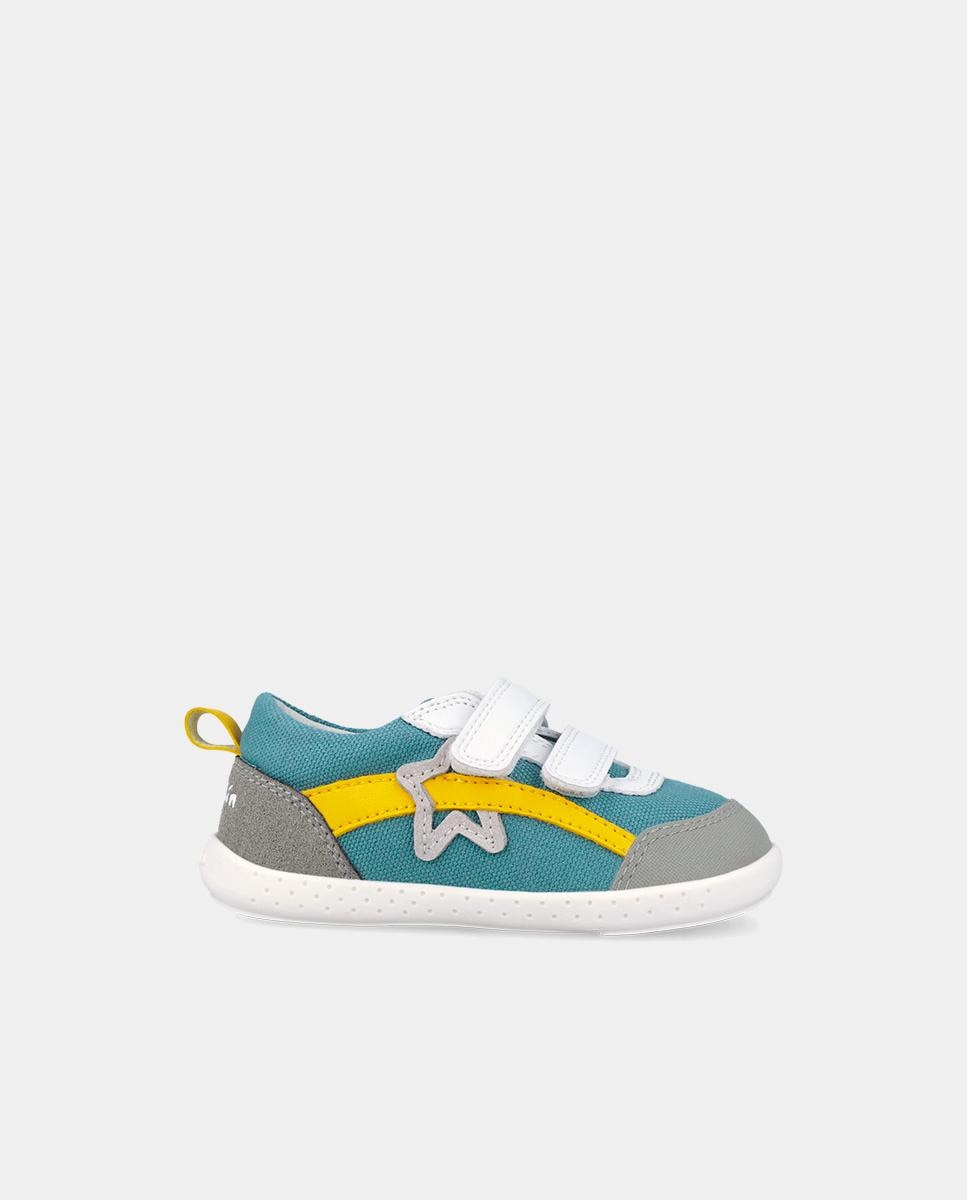 Sapatilhas de Lona para Bebés Respeituosas com o Crescimento Do Pé com Detalhes em Contraste Garvalín Azul / Amarelo-1