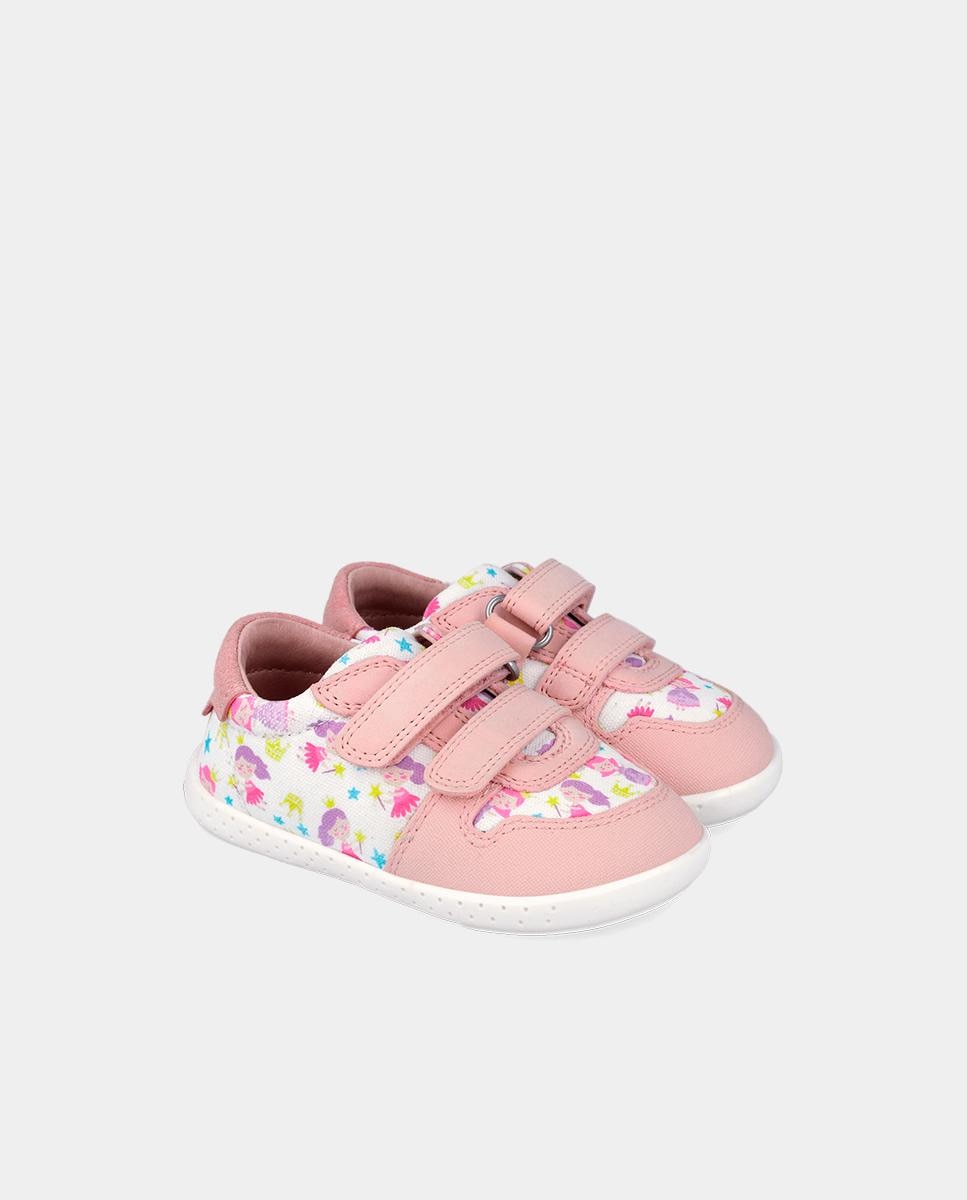 Sapatilhas Desportivas de Bebés Respeituosas com o Crescimento Do Pé com Velcro Garvalín Branco / Rosa-2