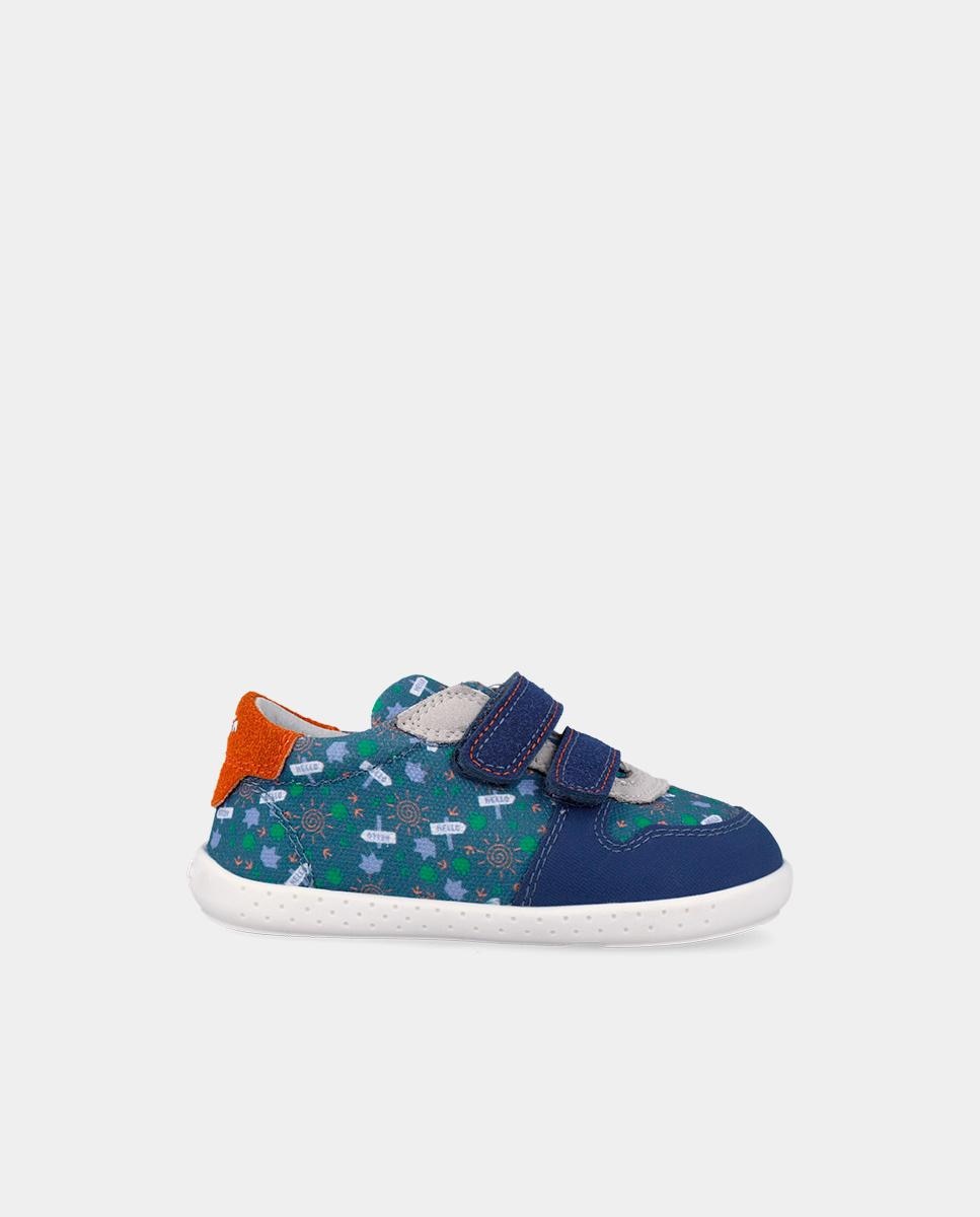 Sapatilhas de Lona para Bebés Respeituosas com o Crescimento Do Pé com Detalhes em Contraste Garvalín Azul-marinho / Laranja-1