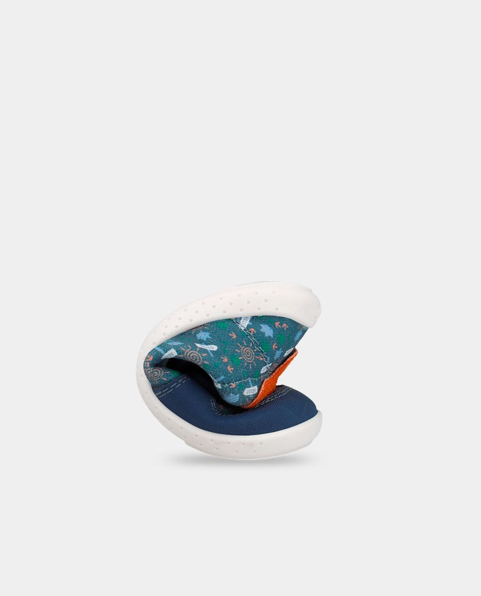 Sapatilhas de Lona para Bebés Respeituosas com o Crescimento Do Pé com Detalhes em Contraste Garvalín Azul-marinho / Laranja-3