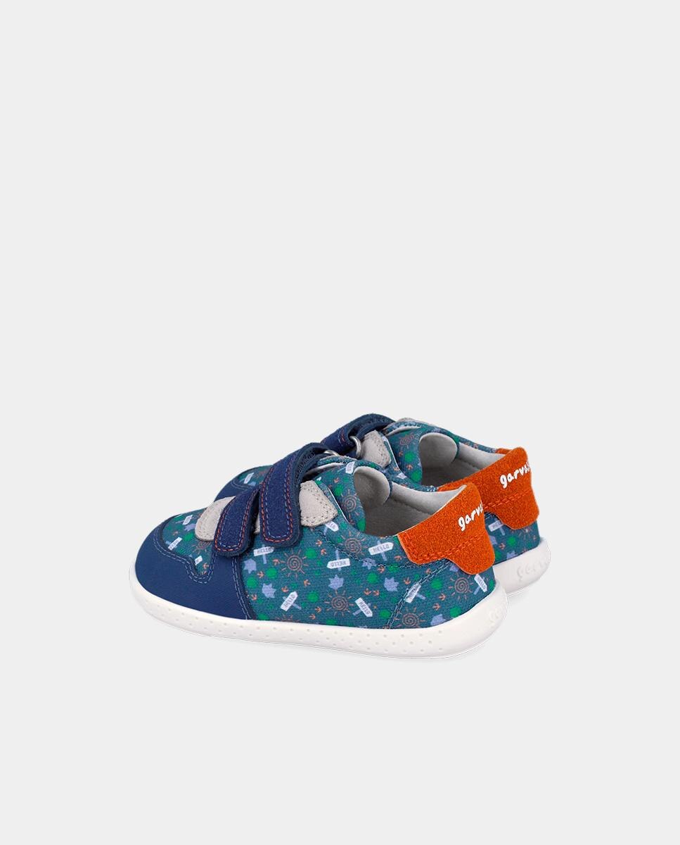 Sapatilhas de Lona para Bebés Respeituosas com o Crescimento Do Pé com Detalhes em Contraste Garvalín Azul-marinho / Laranja-5