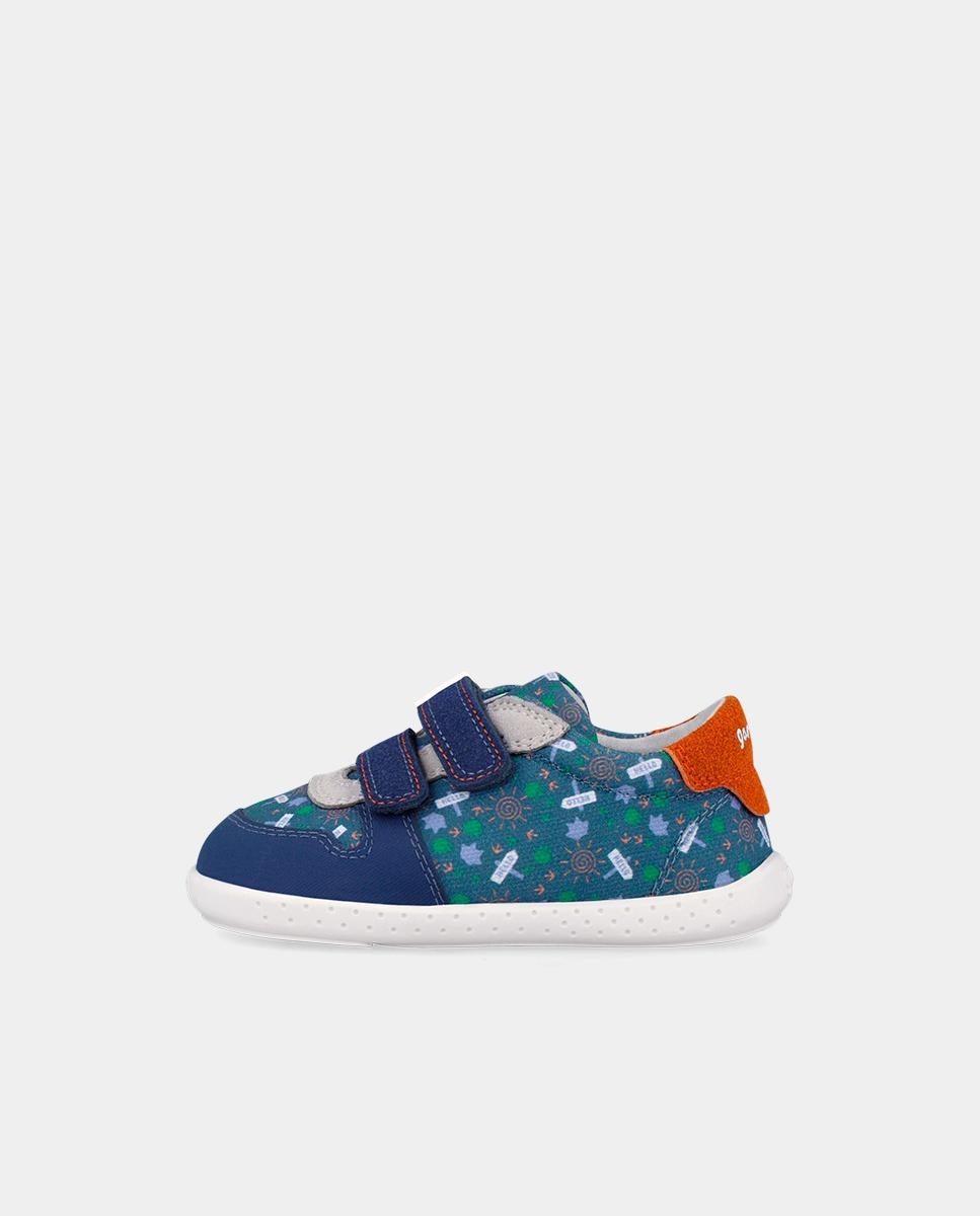 Sapatilhas de Lona para Bebés Respeituosas com o Crescimento Do Pé com Detalhes em Contraste Garvalín Azul-marinho / Laranja-6