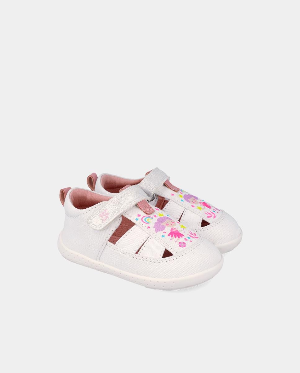 Sapatilhas Desportivas de Bebés Respeituosas com o Crescimento Do Pé com Velcro Garvalín Branco-2