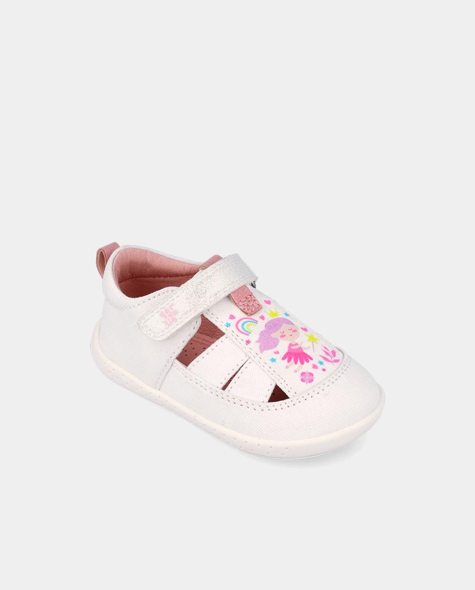 Sapatilhas Desportivas de Bebés Respeituosas com o Crescimento Do Pé com Velcro Garvalín Branco-4