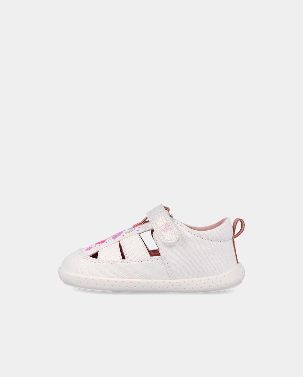 Sapatilhas Desportivas de Bebés Respeituosas com o Crescimento Do Pé com Velcro Garvalín Branco-6