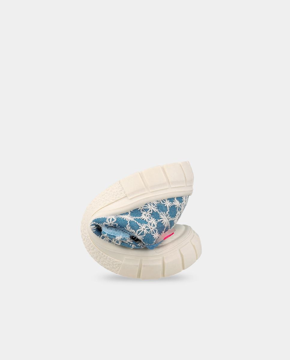Merceditas Respeituosas com o Crescimento Do Pé com Velcro Azul / Branco-3