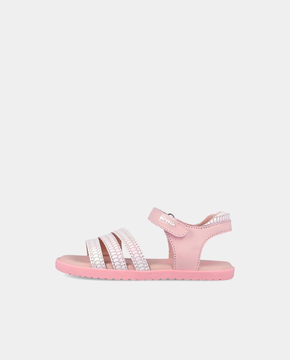 Sandálias Abertas Infantil com Velcro e Detalhes em Contraste Garvalín Rosa-claro-6