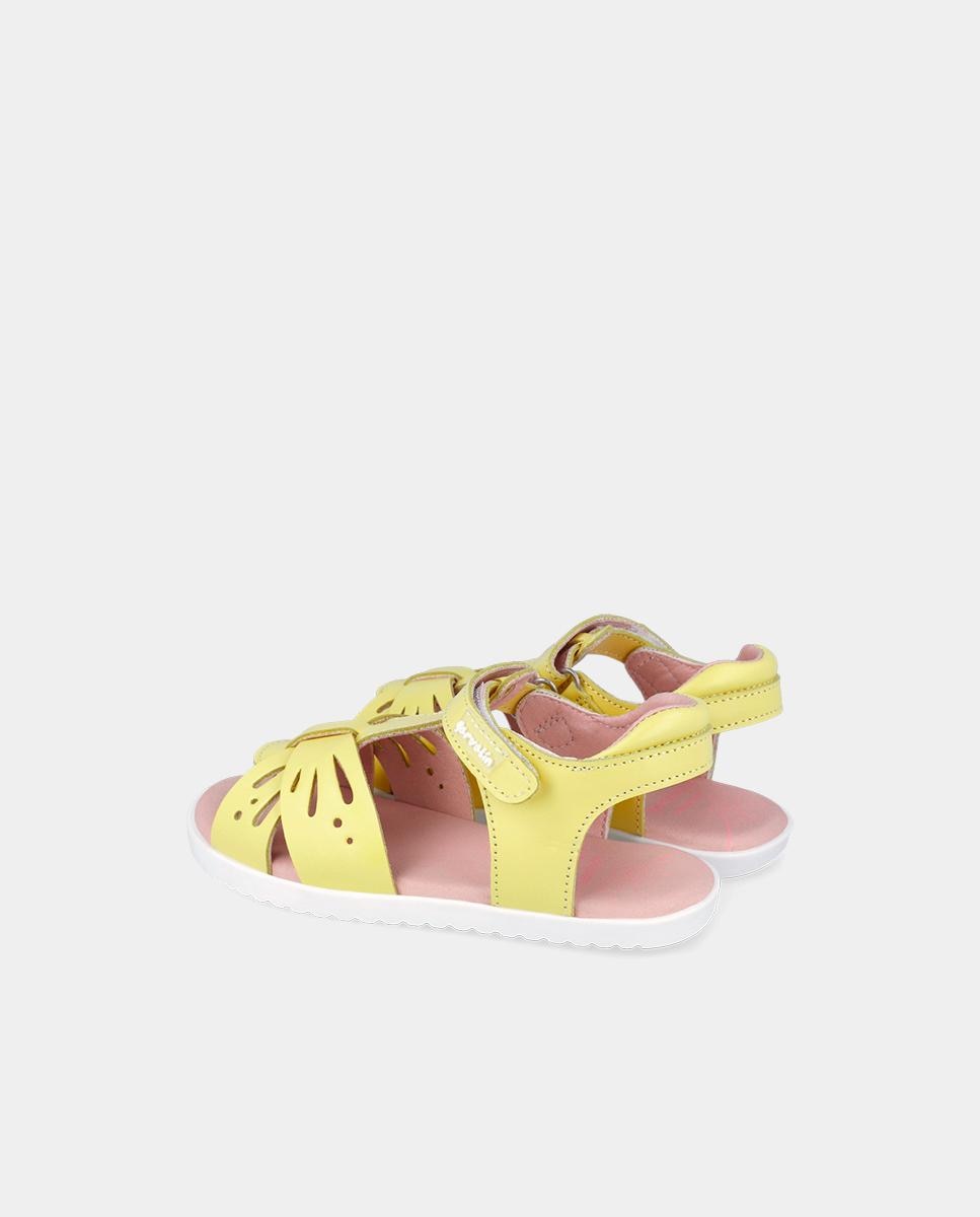 Sandálias Abertas Infantil com Velcro e Perfurados Garvalín Amarelo-5
