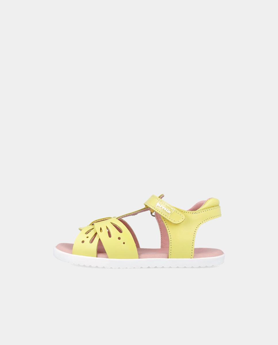 Sandálias Abertas Infantil com Velcro e Perfurados Garvalín Amarelo-6