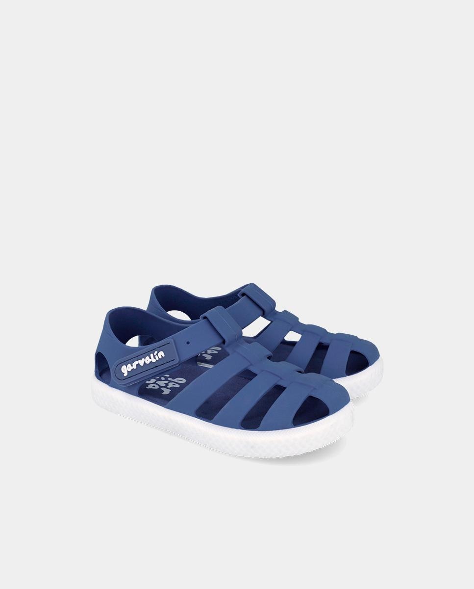Sandálias Fechadas Infantil com Velcro Garvalín Azul / Branco-2