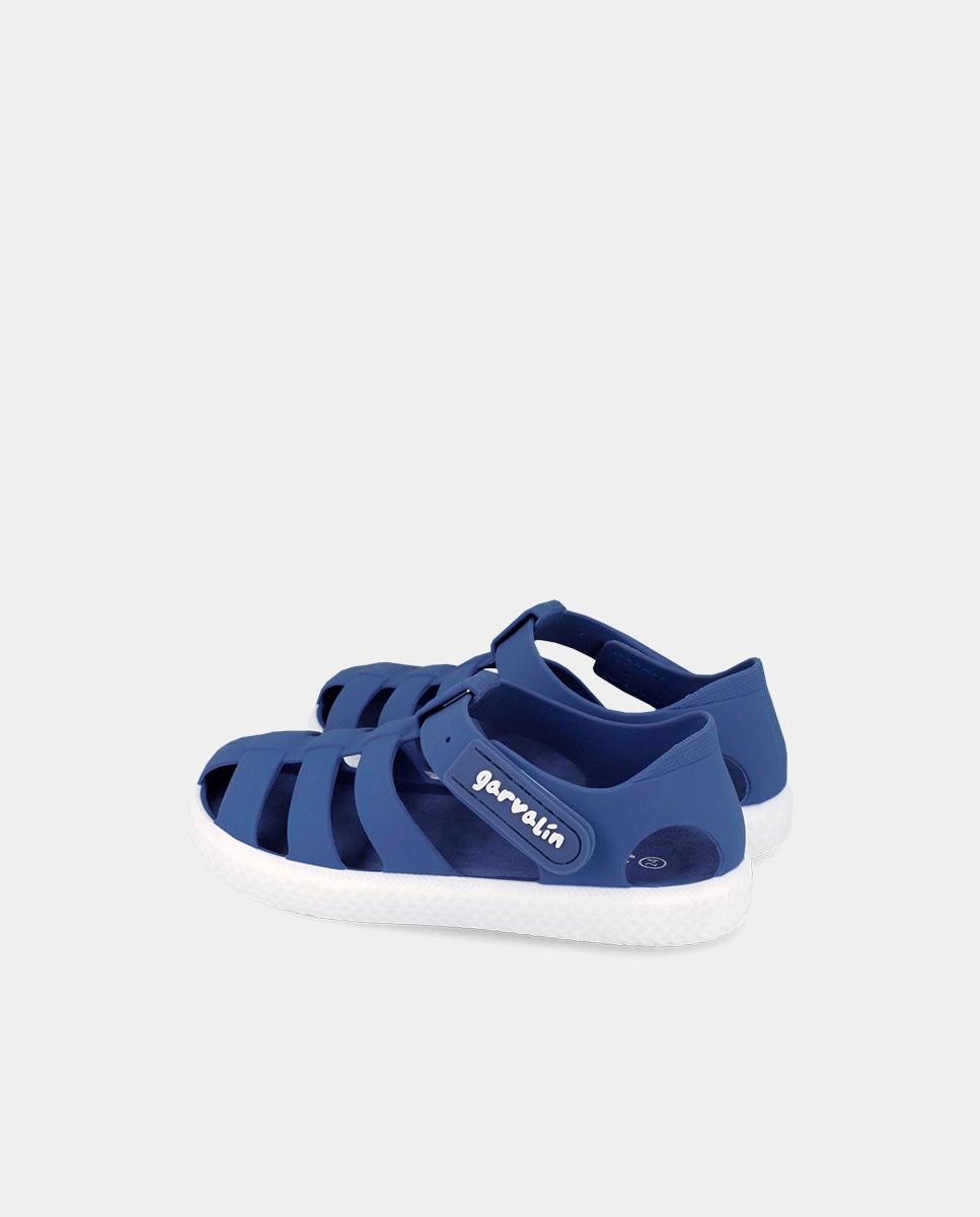 Sandálias Fechadas Infantil com Velcro Garvalín Azul / Branco-3