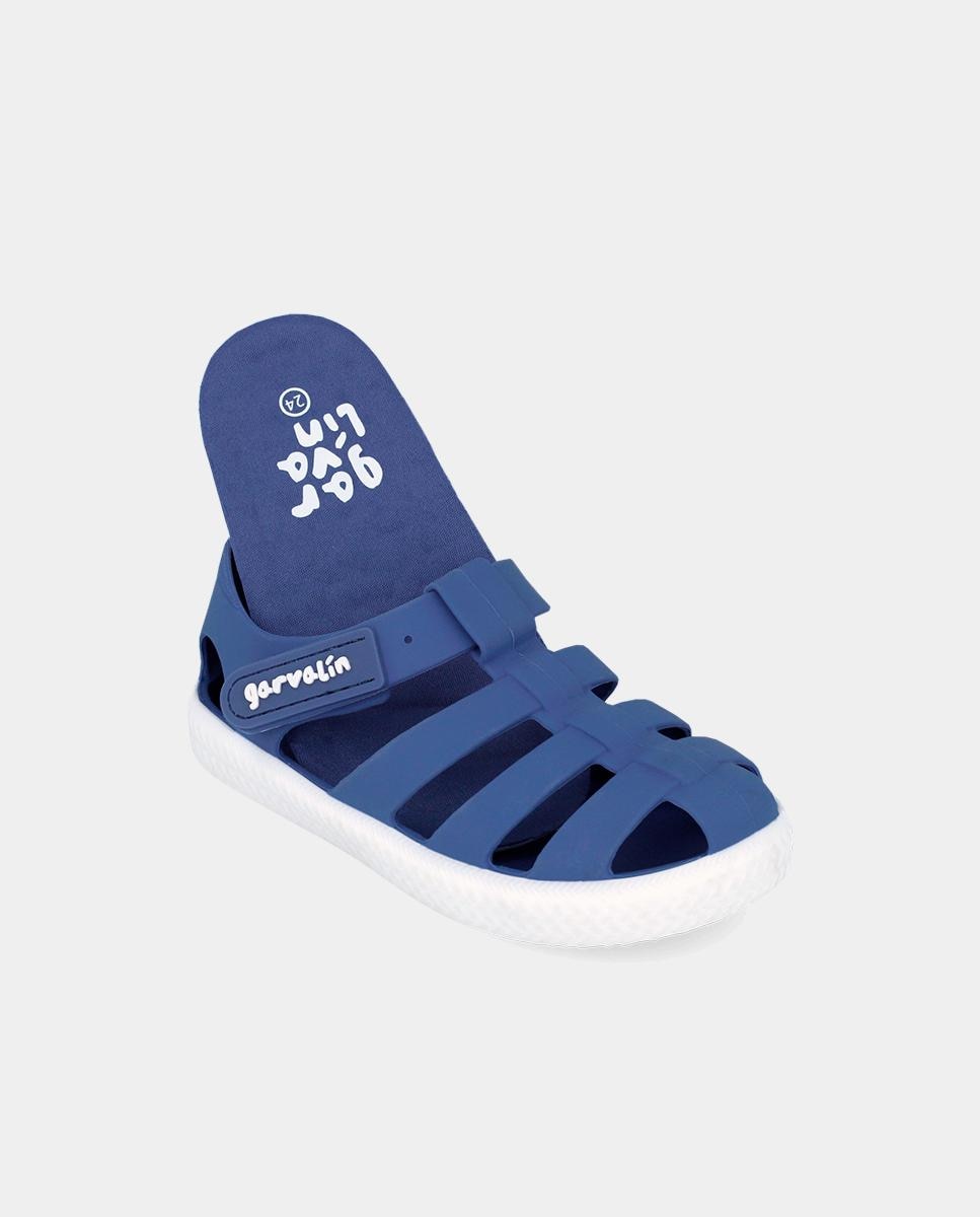 Sandálias Fechadas Infantil com Velcro Garvalín Azul / Branco-6