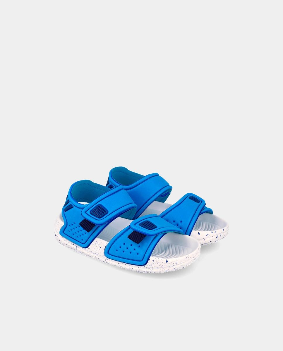 Sandálias Abertas Infantil com Velcro e Fivelas Azul-2