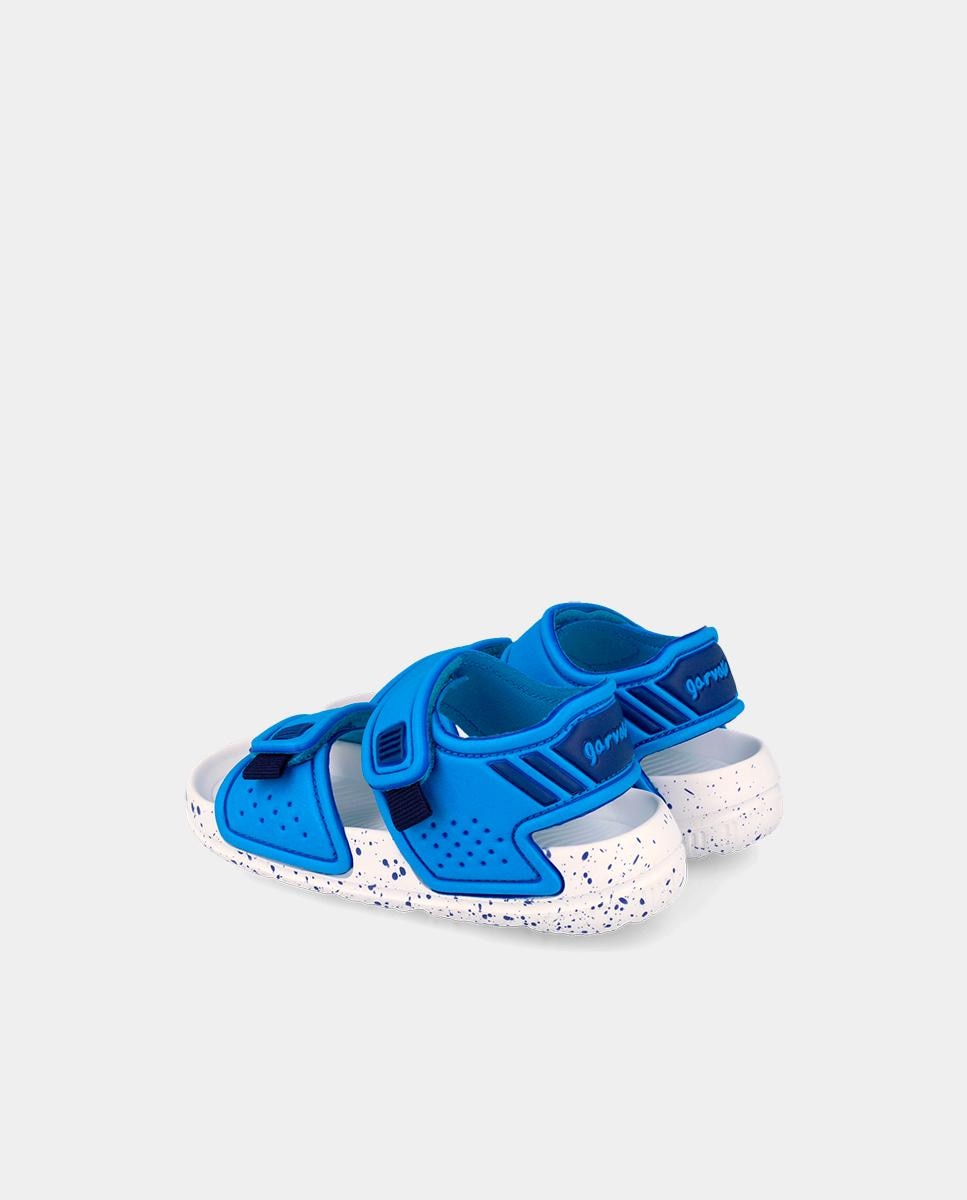 Sandálias Abertas Infantil com Velcro e Fivelas Azul-3