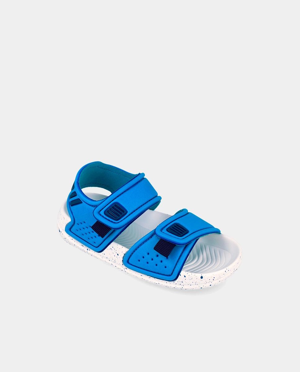 Sandálias Abertas Infantil com Velcro e Fivelas Azul-4