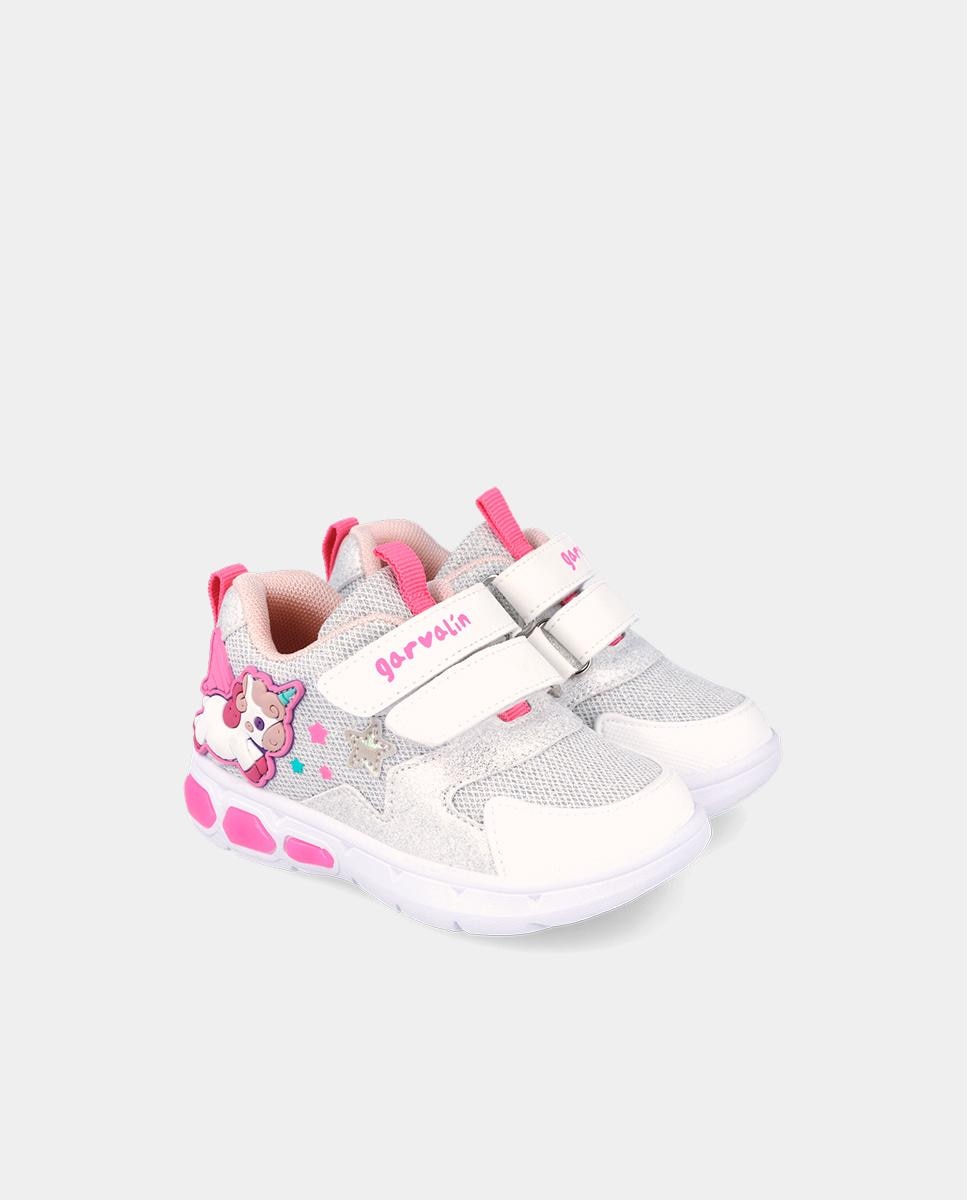 Sapatilhas Desportivas com Velcro e Detalhes em Contraste Garvalín Branco-2