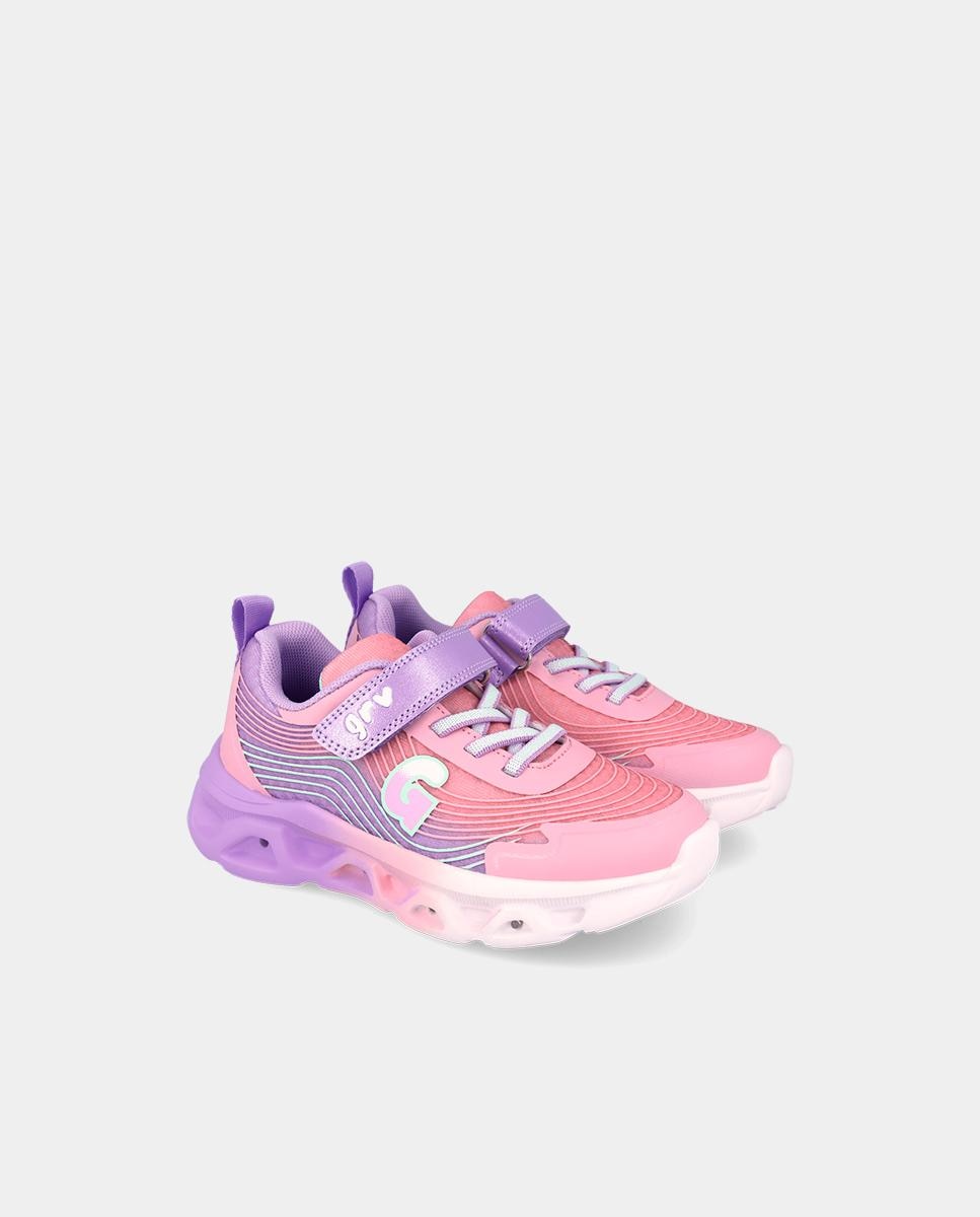 Sapatilhas Desportivas Infantil com Velcro e Detalhes em Contraste Garvalín Rosa-2