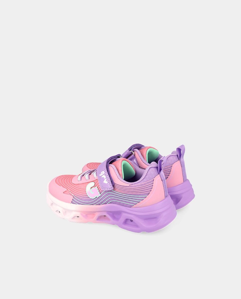 Sapatilhas Desportivas Infantil com Velcro e Detalhes em Contraste Garvalín Rosa-3