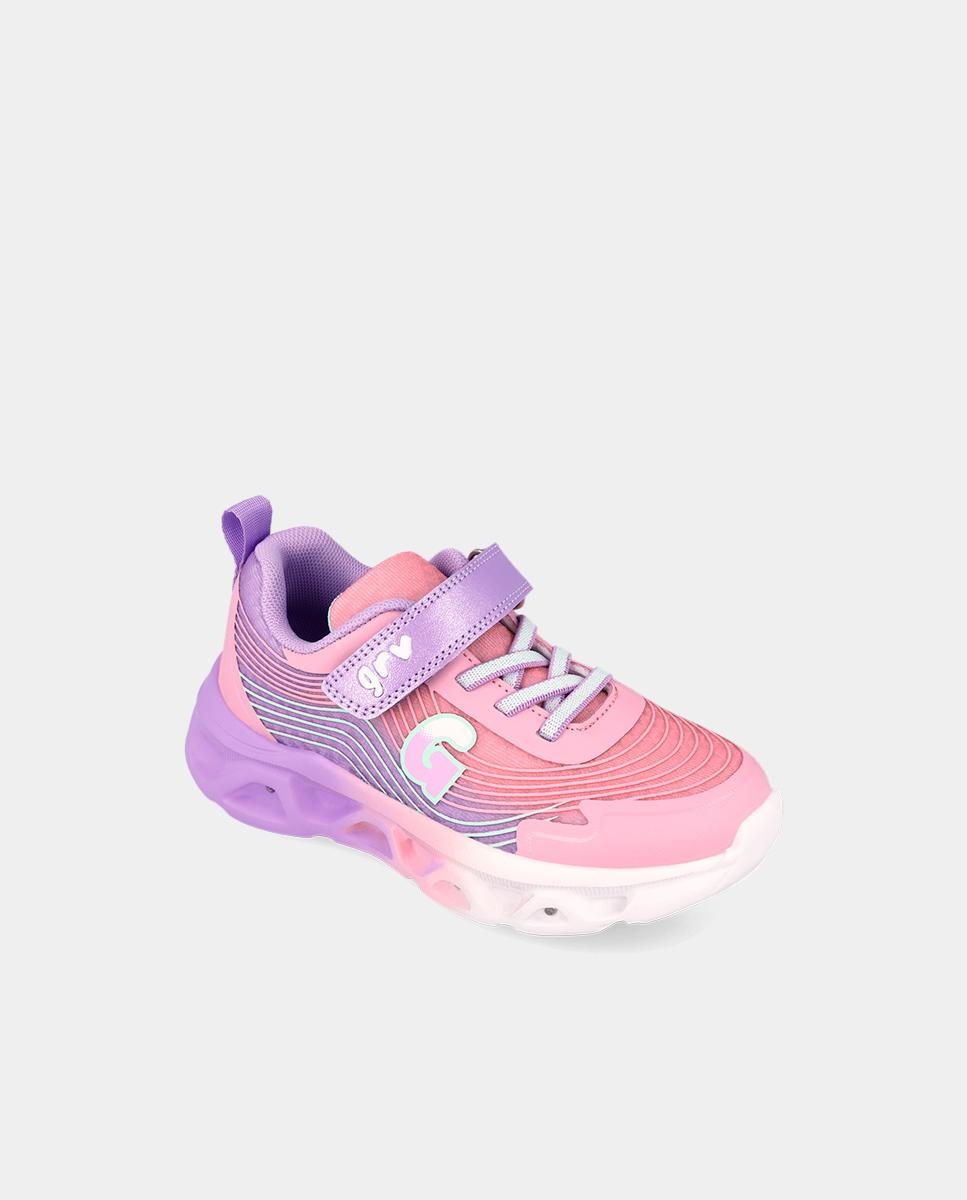 Sapatilhas Desportivas Infantil com Velcro e Detalhes em Contraste Garvalín Rosa-4