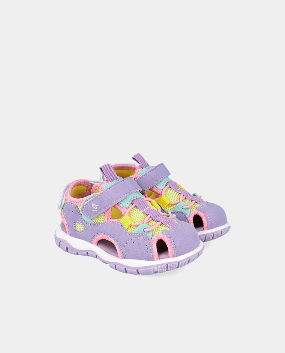 Sapatilhas Desportivas com Velcro e Detalhes em Contraste Garvalín Lilás-2
