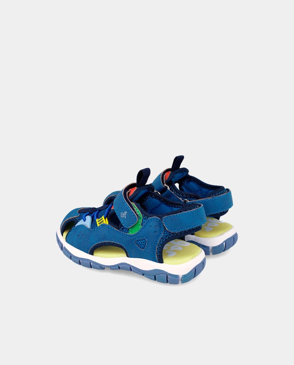 Sapatilhas Desportivas Infantil com Velcro e Detalhes em Contraste Azul-3