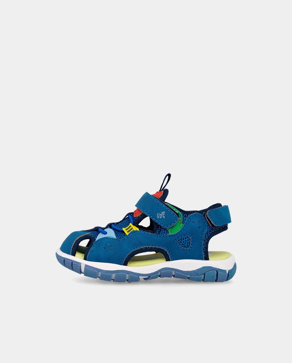 Sapatilhas Desportivas Infantil com Velcro e Detalhes em Contraste Azul-5