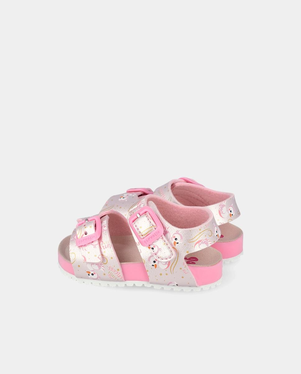 Sandálias Abertas Infantil com Velcro e Fivelas Rosa-3