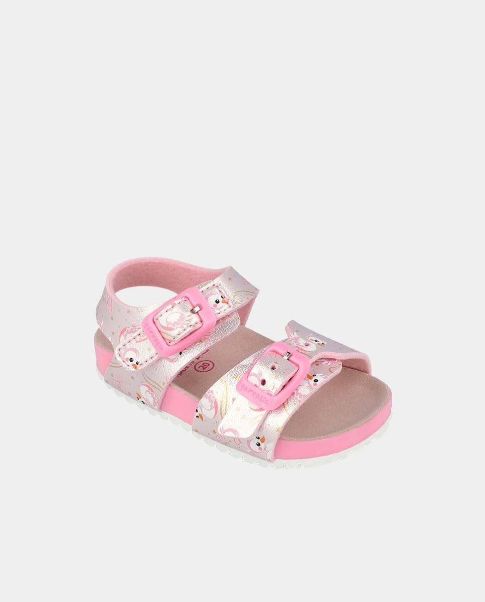 Sandálias Abertas Infantil com Velcro e Fivelas Rosa-4