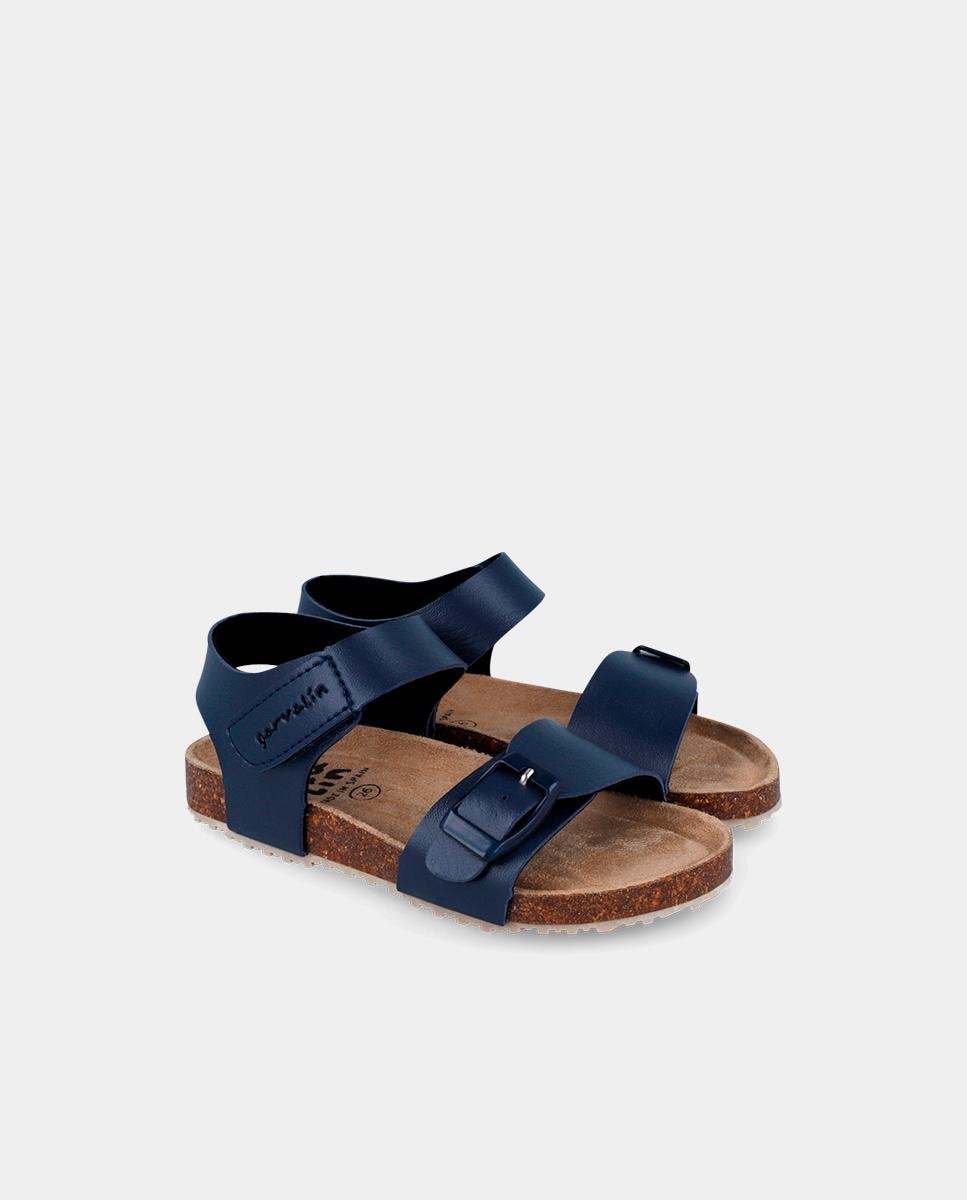 Sandálias Abertas Infantil com Velcro e Fivelas Garvalín Azul-marinho-2