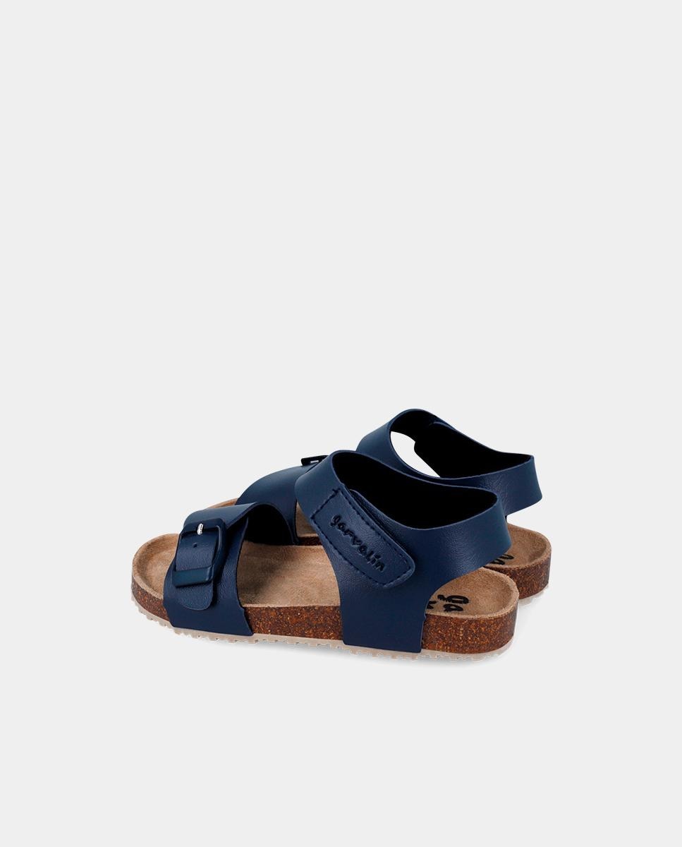 Sandálias Abertas Infantil com Velcro e Fivelas Garvalín Azul-marinho-3