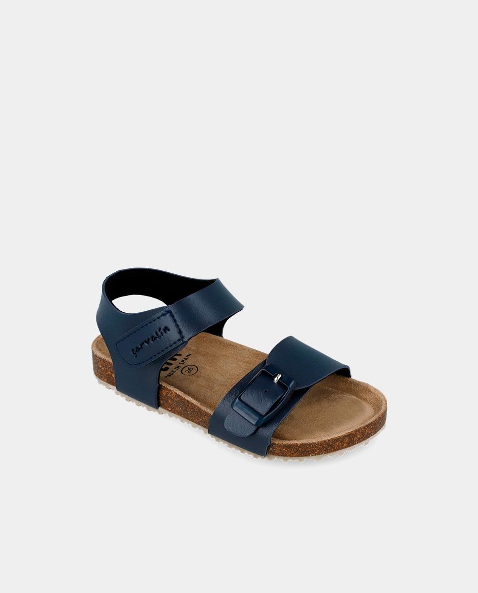 Sandálias Abertas Infantil com Velcro e Fivelas Garvalín Azul-marinho-4