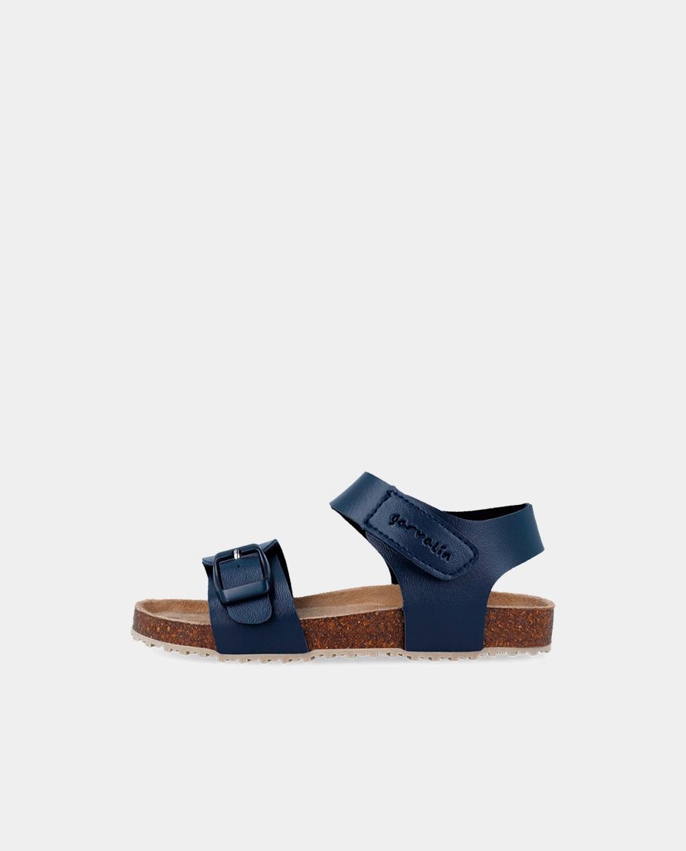 Sandálias Abertas Infantil com Velcro e Fivelas Garvalín Azul-marinho-5